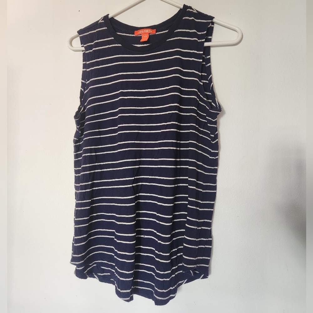 Navy and White Striped Sleeveless Top